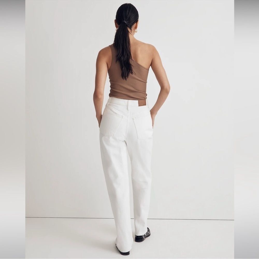 Madewell NWT High Rise Baggy Straight Jeans Size 23 Ripped Edition in White - Picture 5 of 10